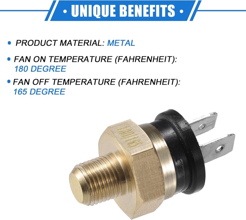 VekAuto Coolant Hose Thermostat Switch Kit, 6AN 180'F on - 165'F Off Transmission Cooler Sensor Fan Oil Cooler Radiator Electric Switch Fitting Universal for Car Truck Metal Black - Image 3